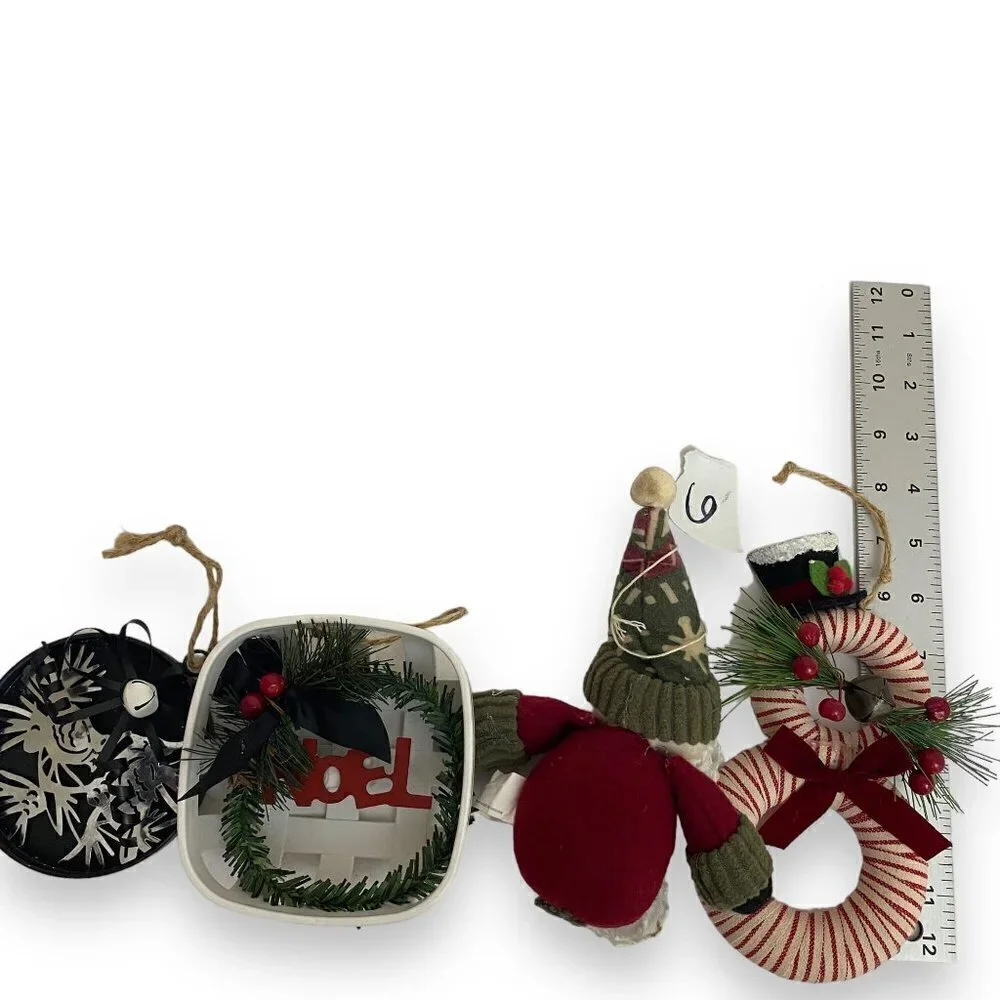 Woodland Christmas Ornaments Set of 4 Rustic Farmhouse Holiday Decor Ref#6
